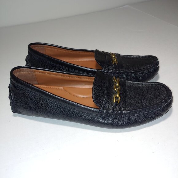Coach Crosby Driver Loafers Black Pebbled Size 9B - Picture 1 of 11